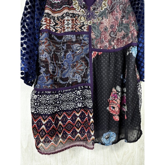 Soft Surroundings Patchwork Tunic Boho Mixed Media Embroidered Petite XL - Picture 5 of 9